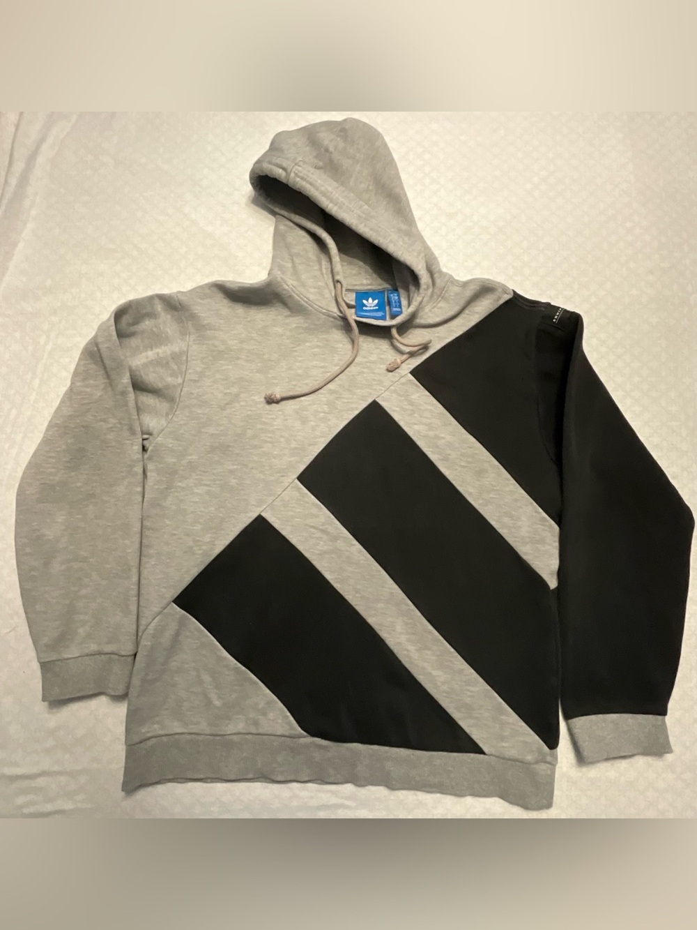 adidas Men's Gray & Black Diagonal Panel Hoodie